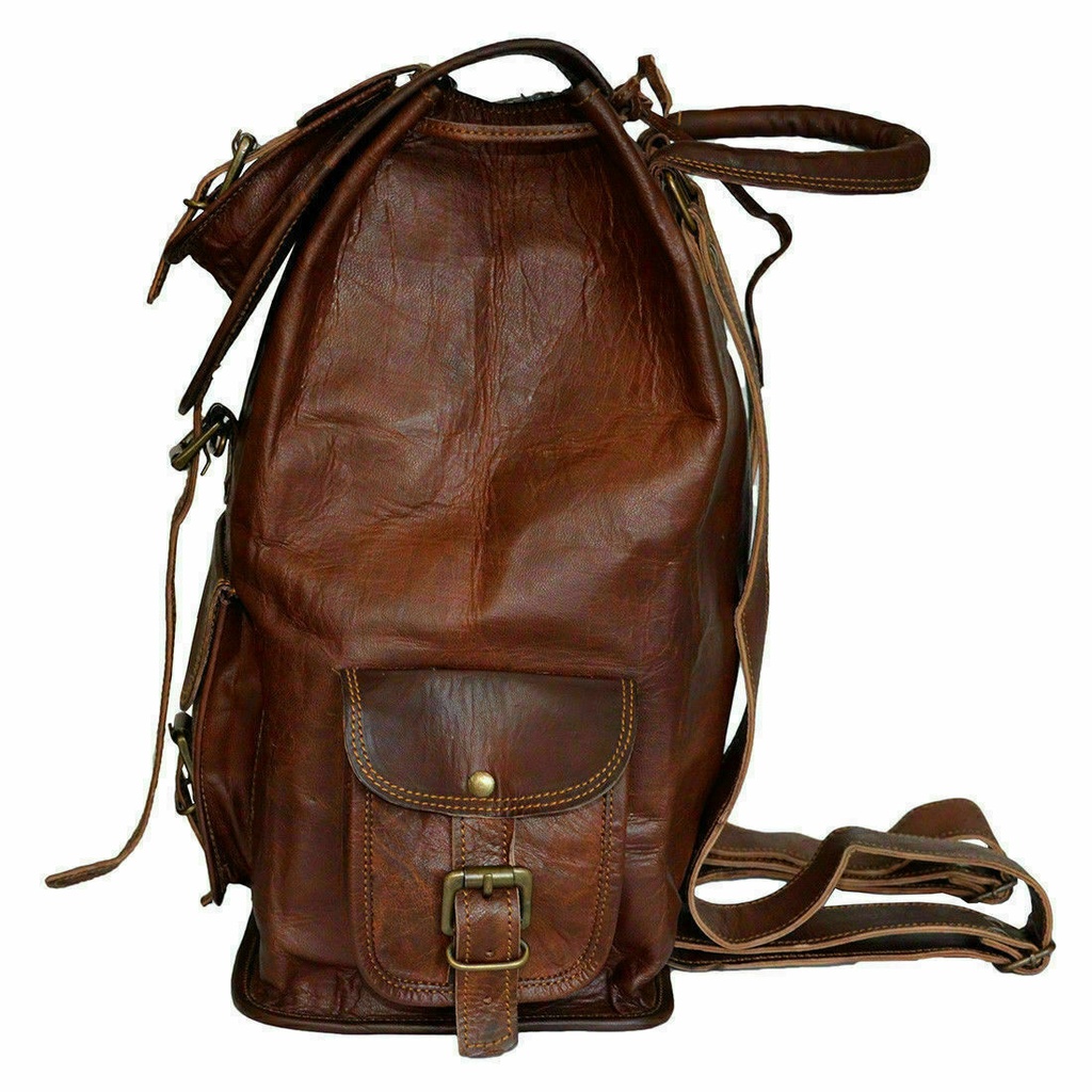 Leather Retro Rucksack Backpack for College,  School Picnic and Travel