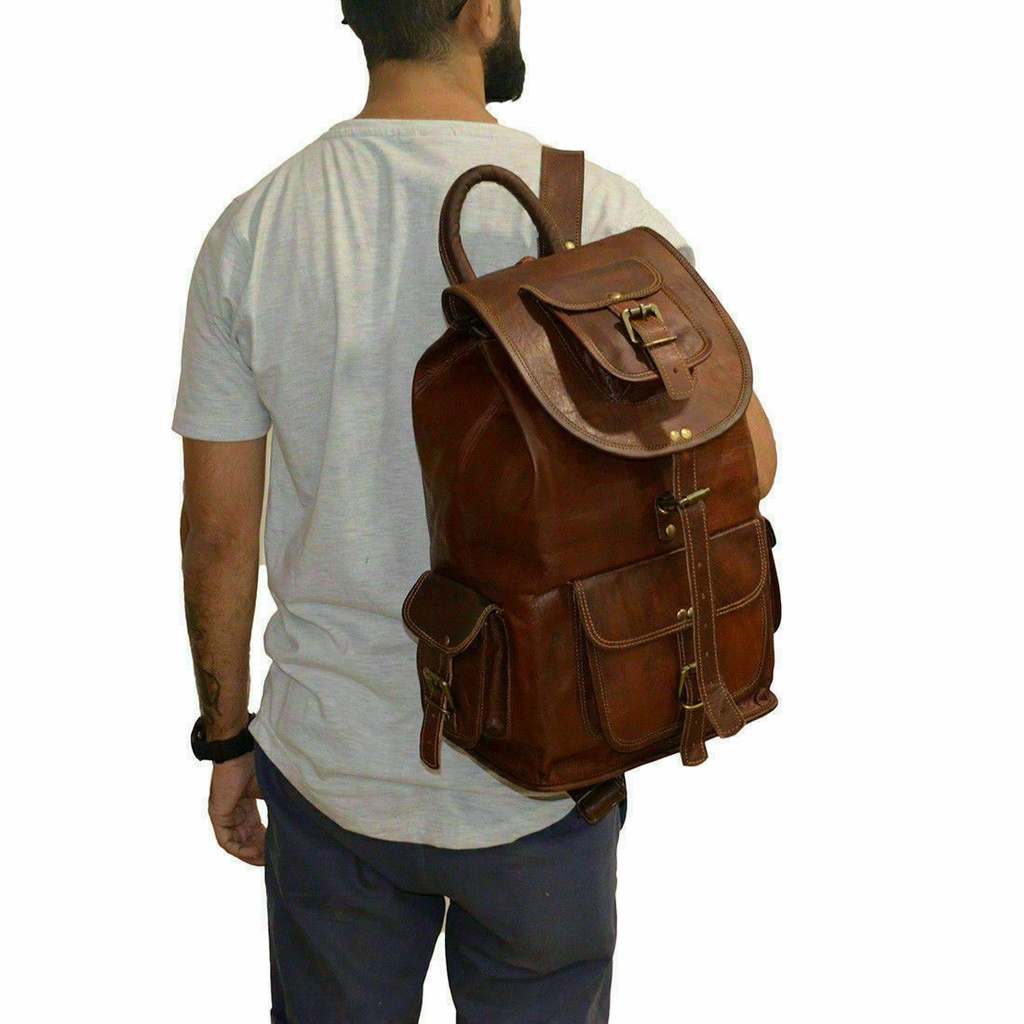 Leather Retro Rucksack Backpack for College,  School Picnic and Travel