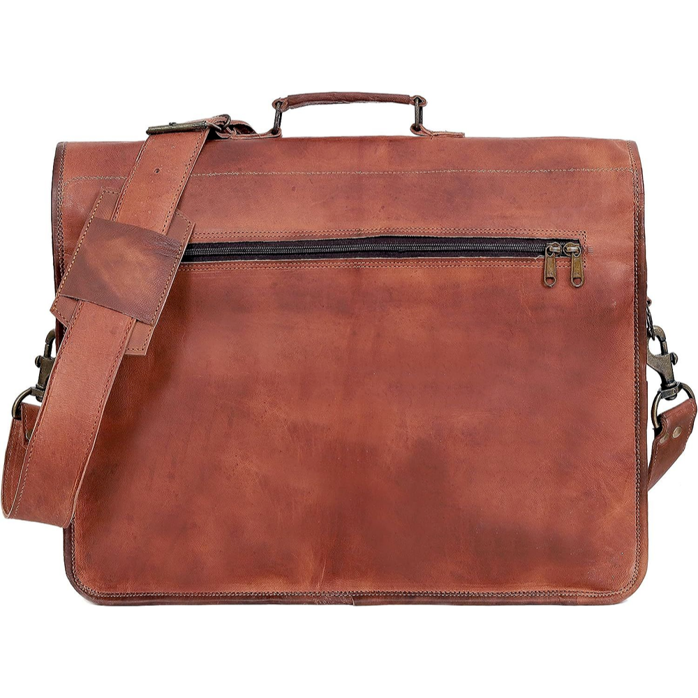 Office Cross body Laptop Briefcase College Satchel Bag for Men and Women Handmade Pure Leather