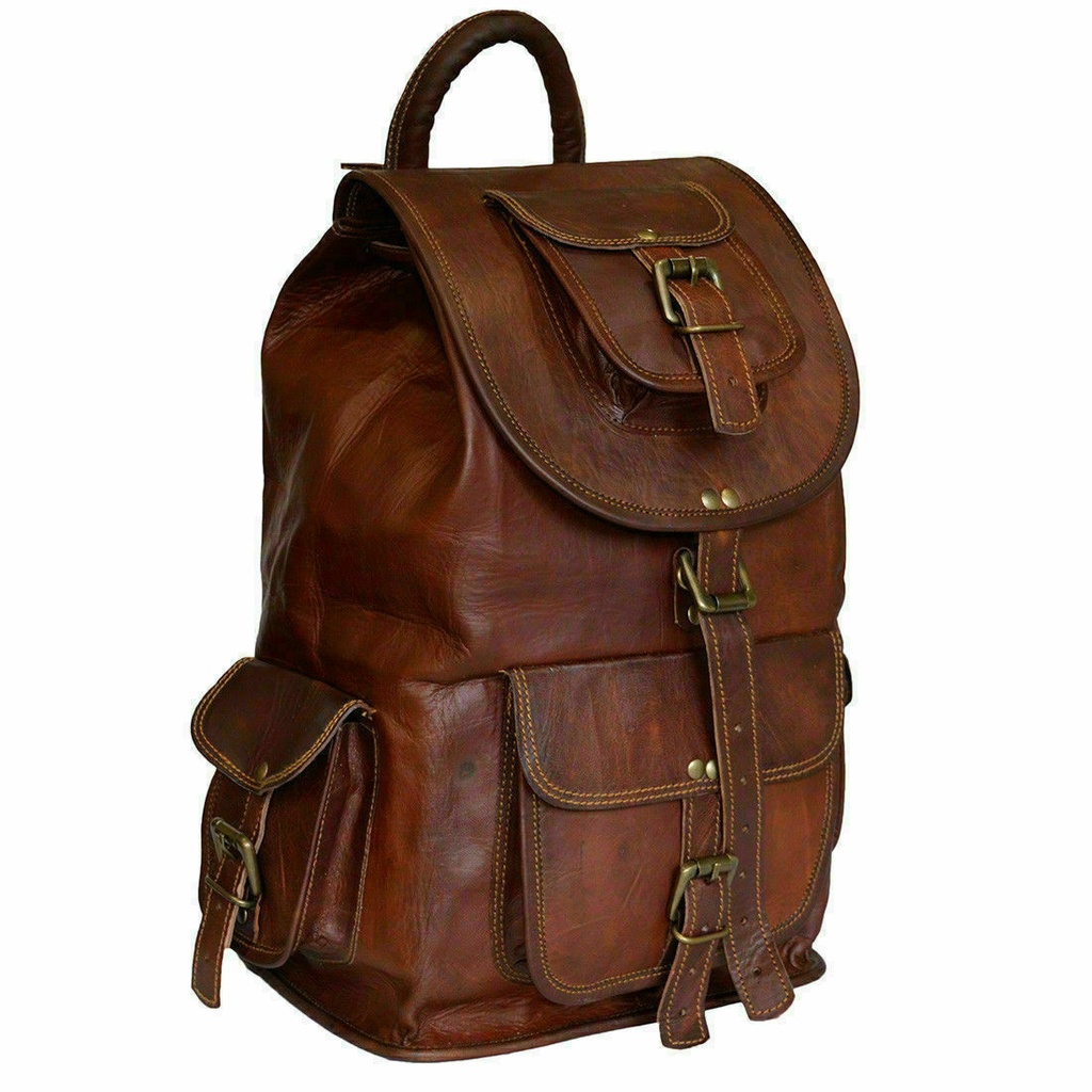 Leather Retro Rucksack Backpack for College,  School Picnic and Travel